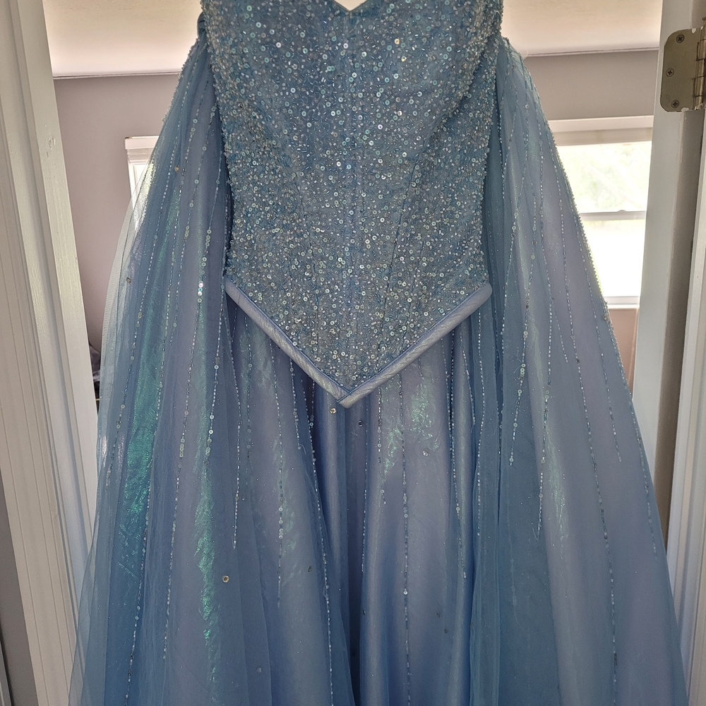 Sparkling Blue Strapless Gown